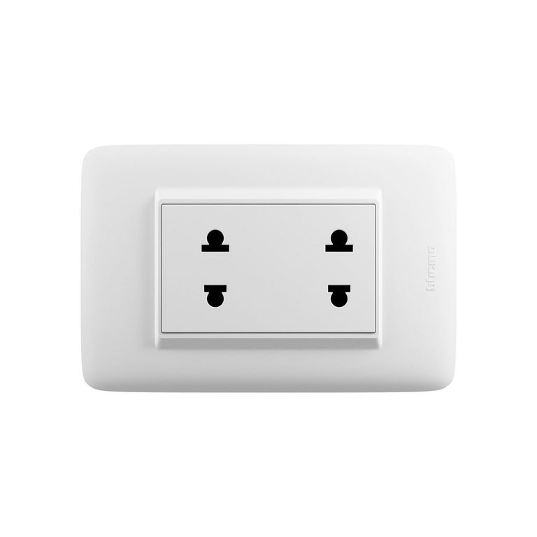 Tomacorriente Universal Doble 16A Doméstico Placa Blanco