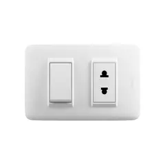 BTICINO - Interruptor y Tomacorriente Universal 10A Doméstico Placa Blanco