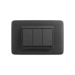 BTICINO - Interruptor Unipolar 10AX triple Domino Sencia Plus Negro