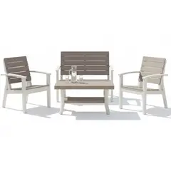 REYPLAST - Juego de Living de Terraza Roble 3 Personas Marrón