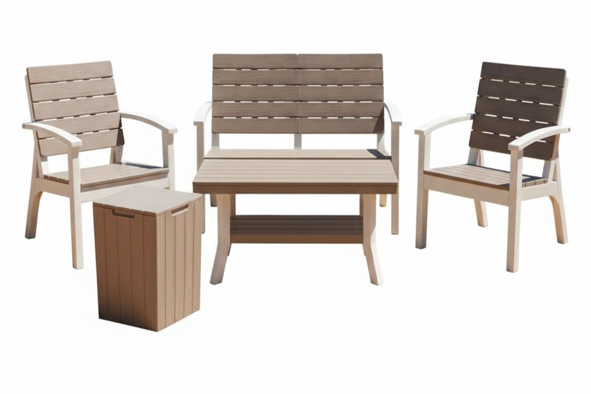 Juego de Living de Terraza Roble 3 Personas Marrón/Gris