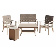 REYPLAST - Juego de Living de Terraza Roble 3 Personas Marrón/Gris