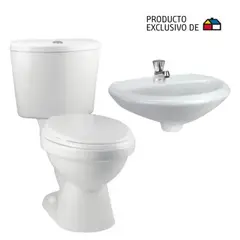 TREBOL - Sala Rapid Jet Premium: Tanque Doble Pulsador + Taza + Lavamanos.