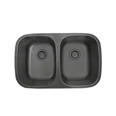 RECORD - Lavadero Atlántico Negro 2 Pozas Acero Inoxidable 75x18x18cm.