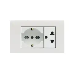 ABB - Toma Schuko+ Euroamericano con Tierra Color Blanco ABB.