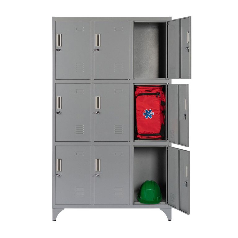 Locker Metálico MK3-03 9 Puertas Porta Candado.
