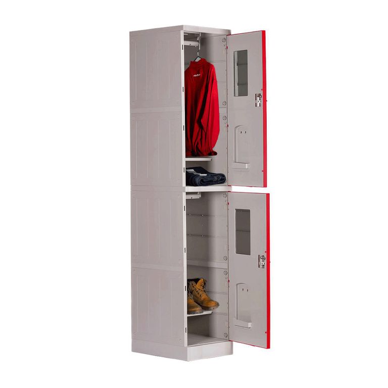 Locker ABS LP1-02 Con Llave 4 Divisiones Color Rojo.