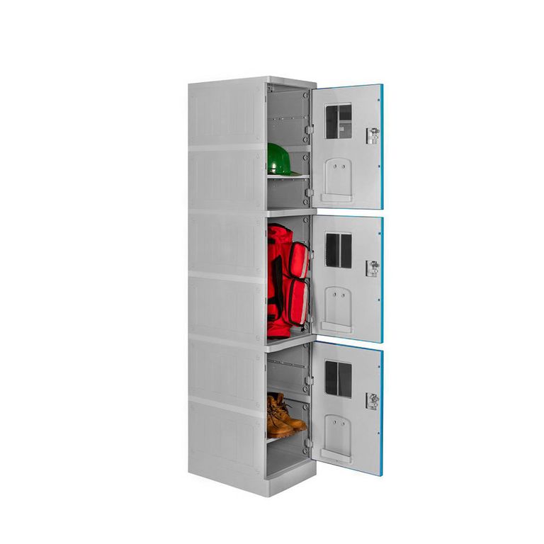 Locker ABS LP1-03 Con Llave Doble Puerta Color Celeste.