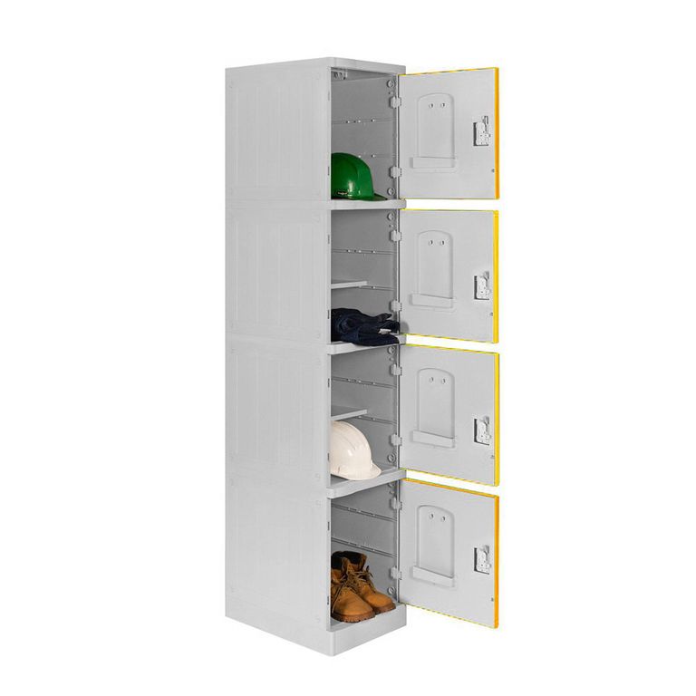 Locker ABS LP1-04 Con Llave 4 Divisiones Color Amarillo.