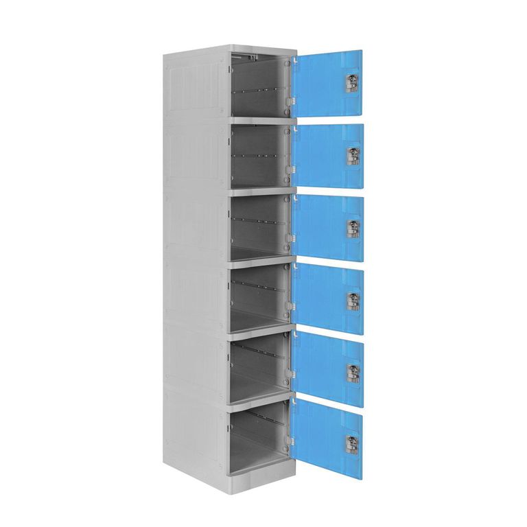 Locker ABS LP1-06 Con Llave 4 Divisiones Color Celeste.