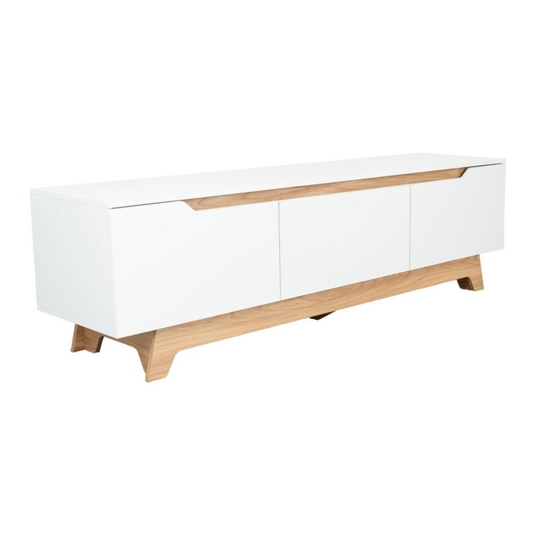Rack Woodall TV 80" 180x53x45.1cm Blanco/Fresno.