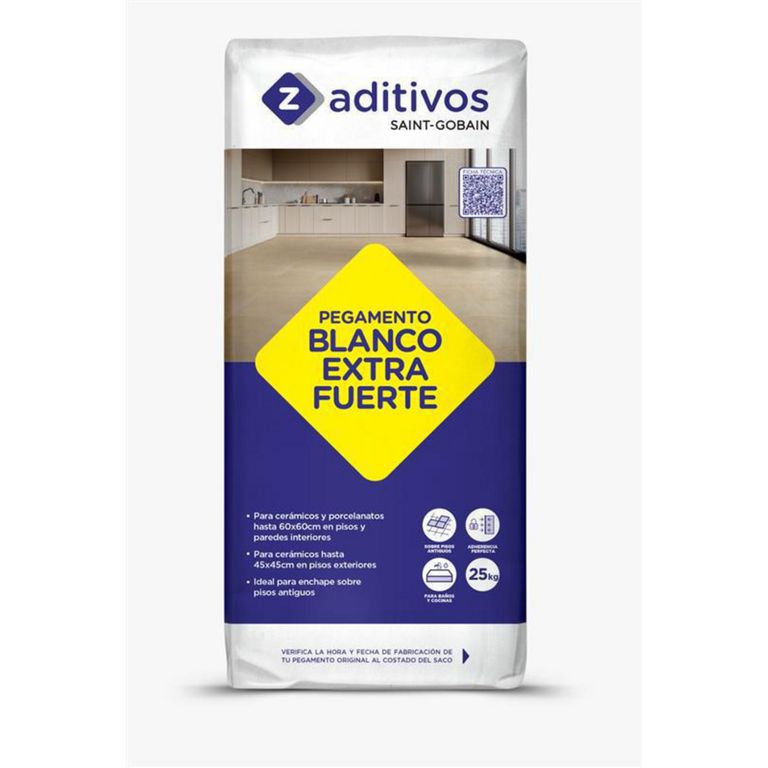 Pegamento con Aditivos Blanco Extrafuerte 25Kg 48 Unidades