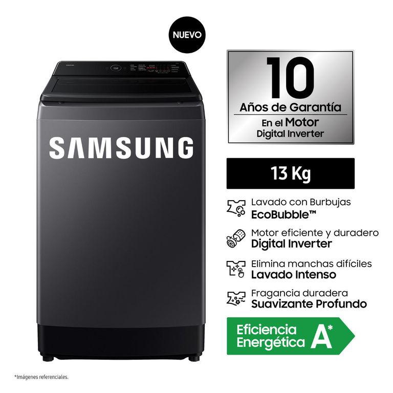 Lavadora Carga Superior 13kg Gris Grafito WA40F13E4CPE.