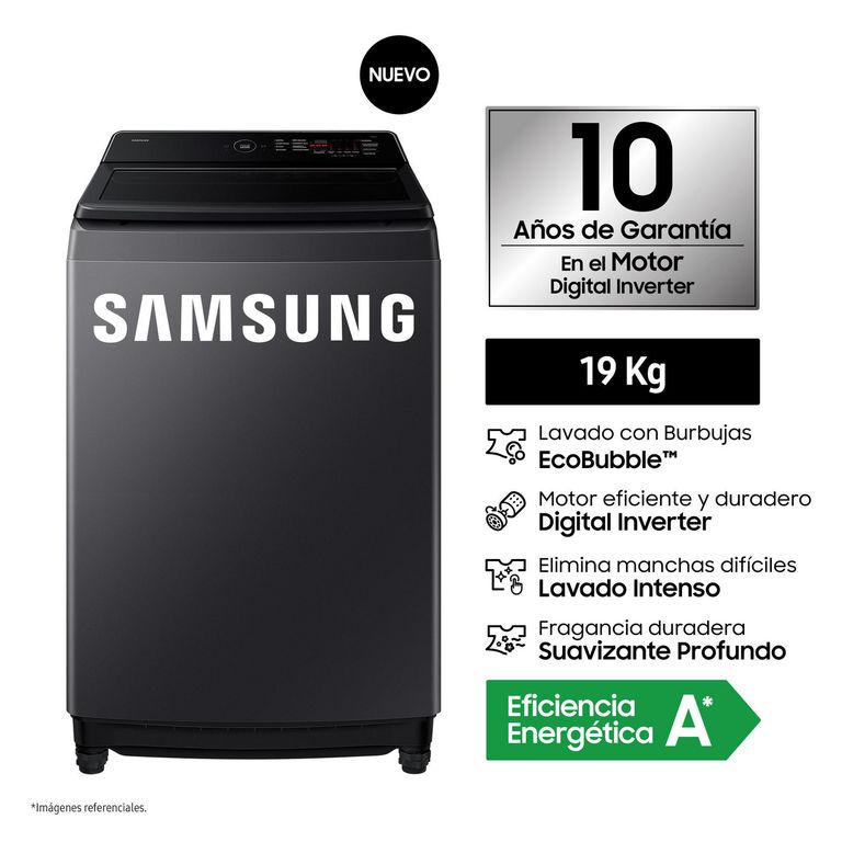 Lavadora Carga Superior 19kg Gris Grafito WA40F19E7CPE.