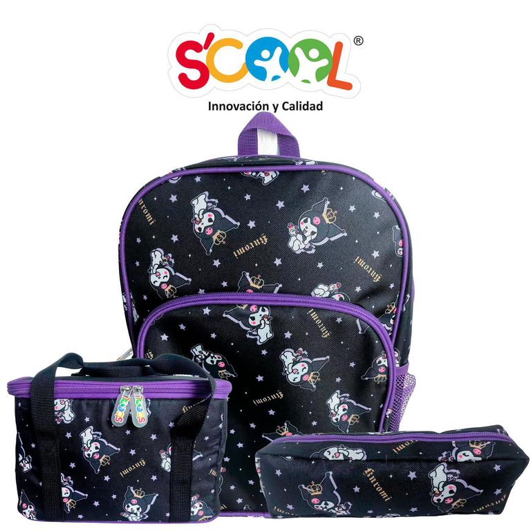 Mochila Niña Set 3 Piezas Kuromi