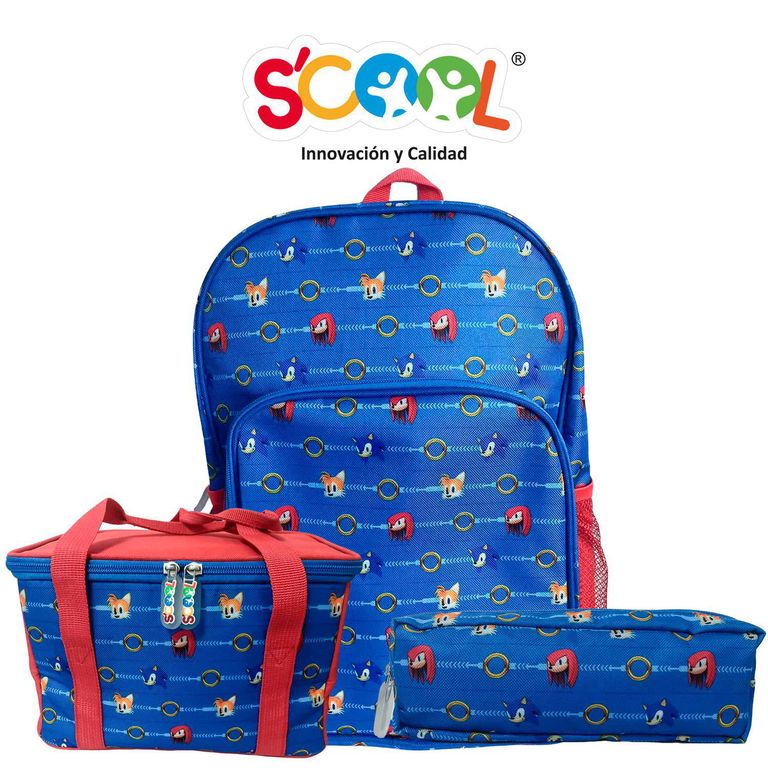 Mochila Niño Set 3 Piezas Sonic