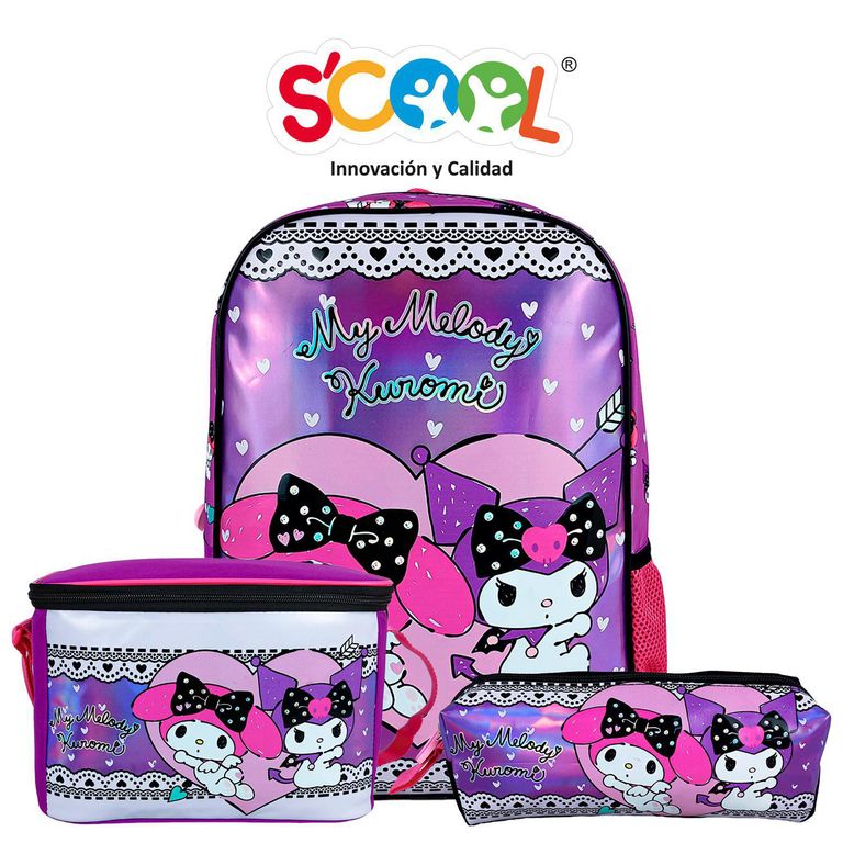 Mochila Niña Set 3 Piezas My Melody y Kuromi