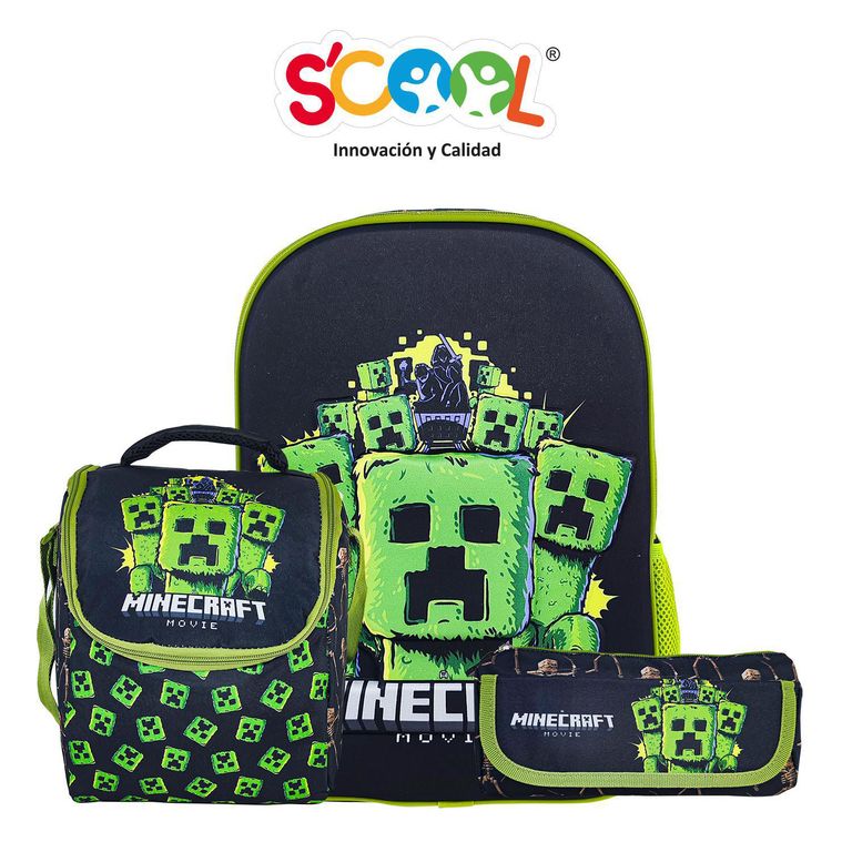 Mochila Niño Set 3 Piezas Minecraft