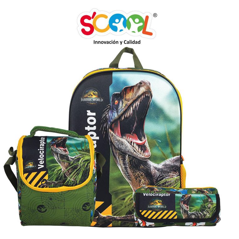 Mochila Niño Set 3 Piezas Jurassic World