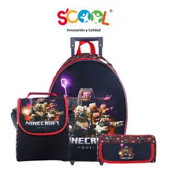 SCOOL - Maleta Niño Set 3 Piezas Minecraft