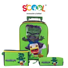 SCOOL - Maleta Niño Set 3 Piezas Minecraft