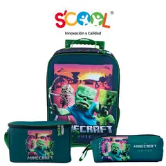 SCOOL - Maleta Niño Set 3 Piezas Minecraft