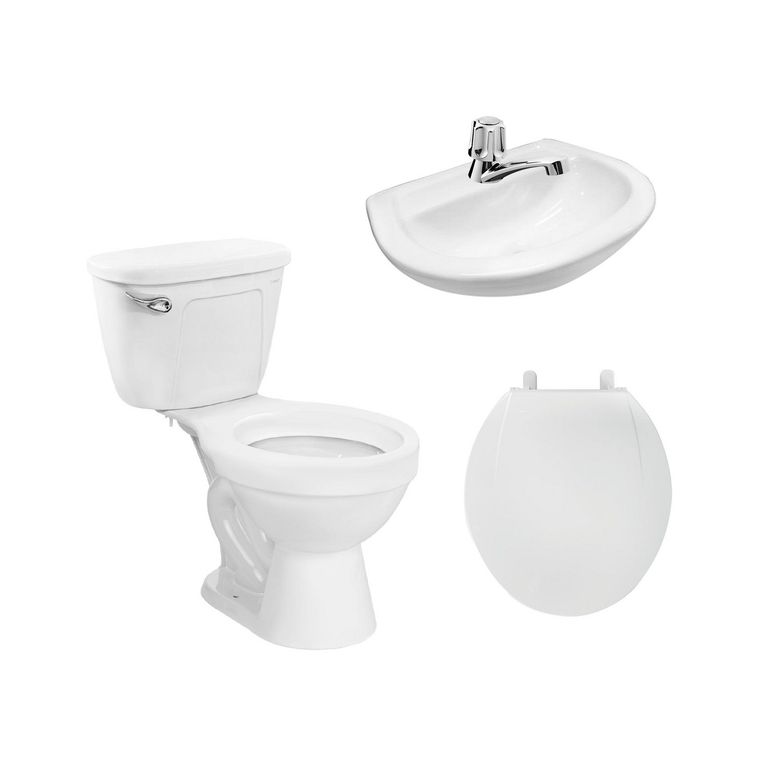 Italgrif Set Baño Colan: Inodoro Dos Piezas + Asiento + Lavamanos + Grifería