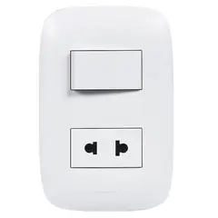 BTICINO - Interruptor + Tomacorriente Simple Domino Sencia Blanco