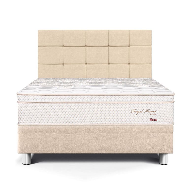 Dormitorio Boxet Blocks Royal Prince Firme Queen Champagne + 2 Almohadas