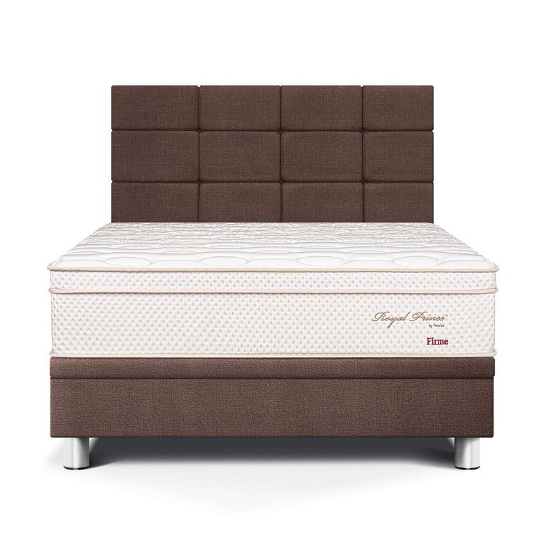 Dormitorio Boxet Blocks Royal Prince Firme 2 Plazas Chocolate + 2 Almohadas