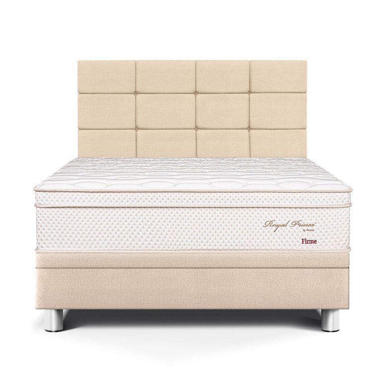 Dormitorio Boxet Blocks Royal Prince Firme 2 Plazas Champagne + 2 Almohadas