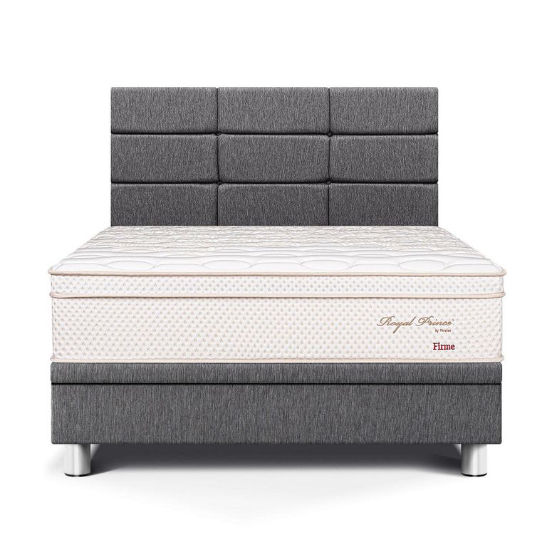 Dormitorio Boxet Blocks Royal Prince Firme 1.5 Plazas Gris + 1 Almohada Viscoelástica