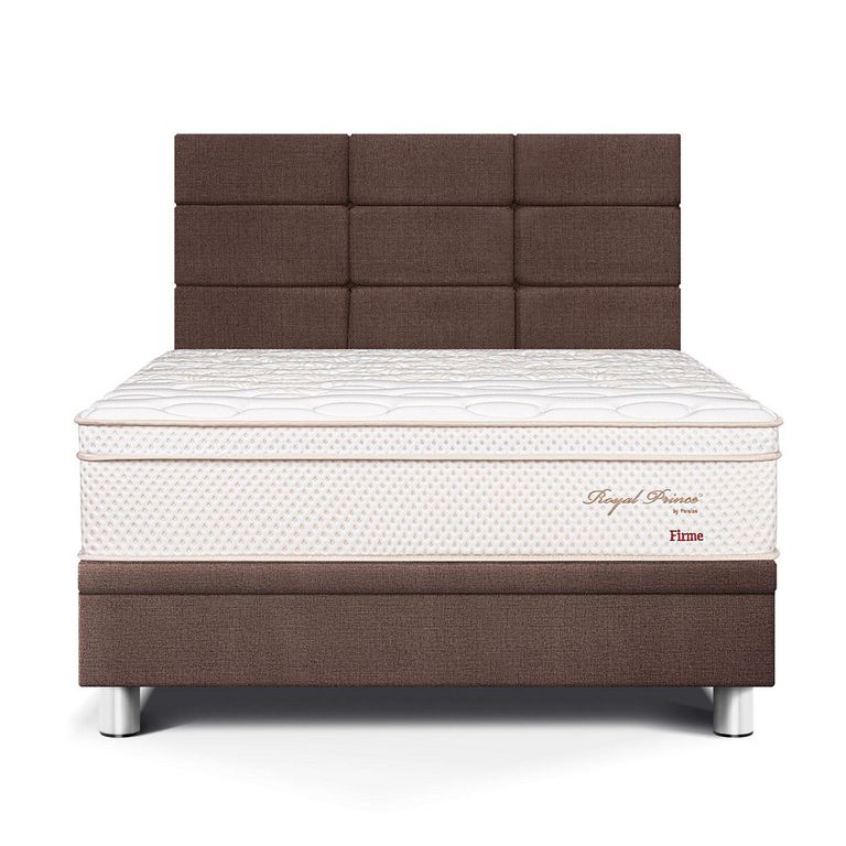 Dormitorio Boxet Blocks Royal Prince Firme 1.5 Plazas Chocolate + 1 Almohada