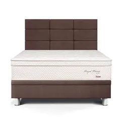 PARAISO - Dormitorio Boxet Blocks Royal Prince Firme 1.5 Plazas Chocolate + 1 Almohada