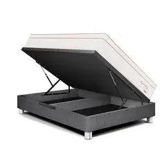 PARAISO - Cama Boxet Royal Prince Firme 1.5 Plazas Gris + 1 Almohada Viscoelástica + 1 Protector