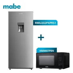 MABE - Combo Refrigerador Monopuerta + Horno Microondas RMU202PXPRS1+HMM07PBN