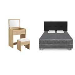 undefined - Combo Dormitorio Acqua 2 Plazas + Tocador Lindy