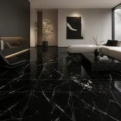 HOLZTEK - Gres Porcelánico Marmolado Negro 60 x 60 1.44 m2