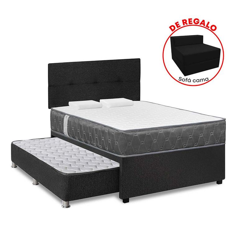 Cama Divan 2 Plazas Americana Acqua + Sofá + Almohada