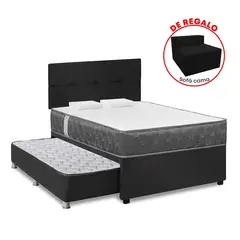 FORLI - Cama Divan 2 Plazas Americana Acqua + Sofá + Almohada