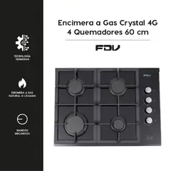 FDV - Encimera FDV Crystal de 4 Quemadores a Gas Natural