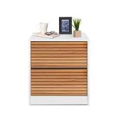 FORLI - Velador Roma 2 Cajones 50x55x35cm Blanco/Caramelo