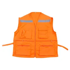 GENERICO - Chaleco Reflectivo Multibolsillo Naranja Talla XL