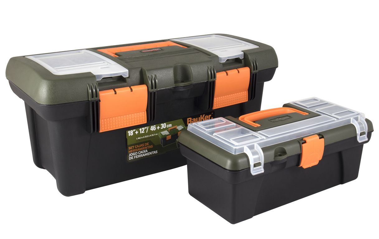 Set 2 Cajas de Herramientas 18'' y 12'' Bauker
