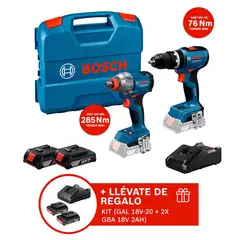 BOSCH - Taladro Pecutor GSB65 + Llave de Impacto GDX285 + KIT 18V 2AH