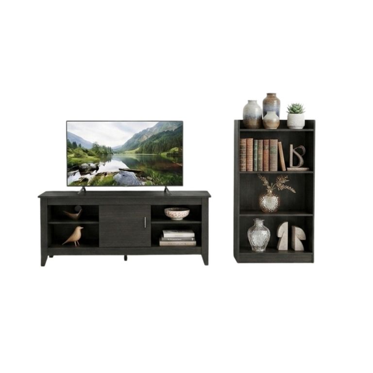 Combo Rack TV 65" y Biblioteca Baja Wengue