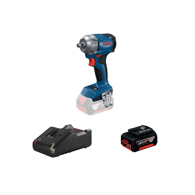 LLAVE DE IMPACTO GDS 18V-350 SIN BATERÍA + Batería de Iones de Litio Bosch 18V GBA 18V 4.0Ah + Cargador GAL 18V-40 de Bosch 18V