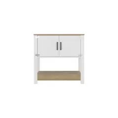 TUHOME - Estación de café 2 puertas latte blanco y fresno 87,1x89,0x35,9 cm