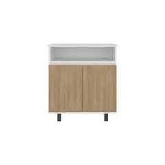 TUHOME - Estacion de café 2 puertas lona blanco y fresno 80,0x73,0x40,3 cm