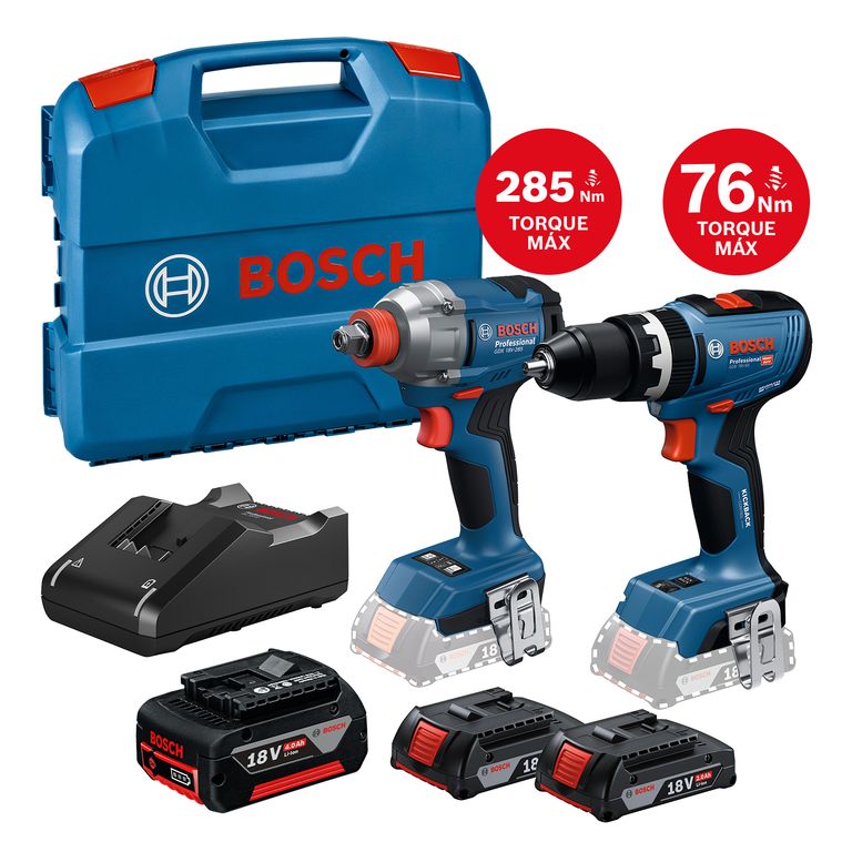 Taladro Percutor 18V + Llave de Impacto + 3 Baterías + Carga